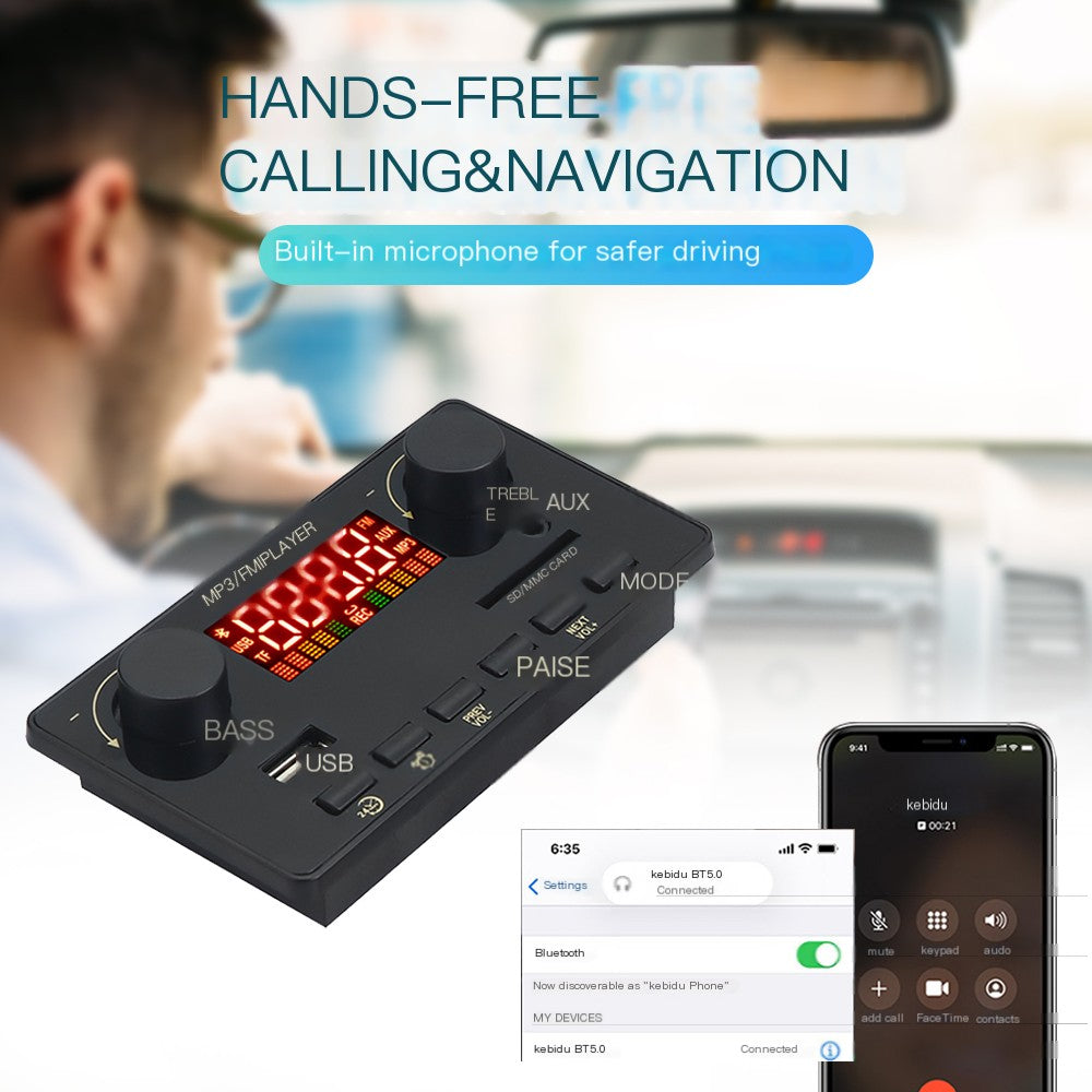 12V Car FM Radio Module with MP3 Player and Decoder
