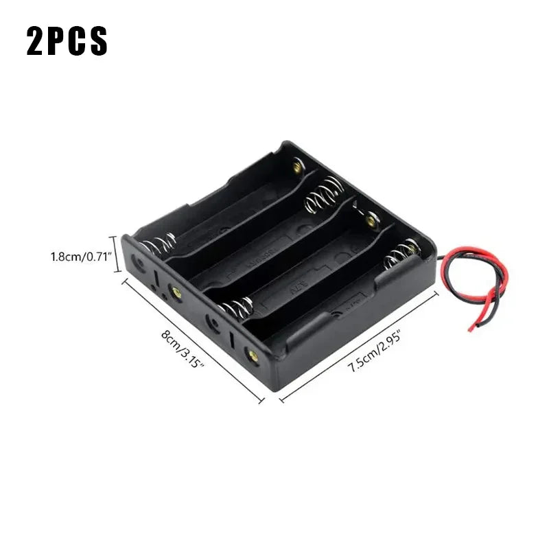 1/2/4pcs Black Plastic AA LR6 HR6 Battery Storage Case Clip Holder Container 1X 2X 3X 4X Battery Storage Box case Wire Lead Pin
