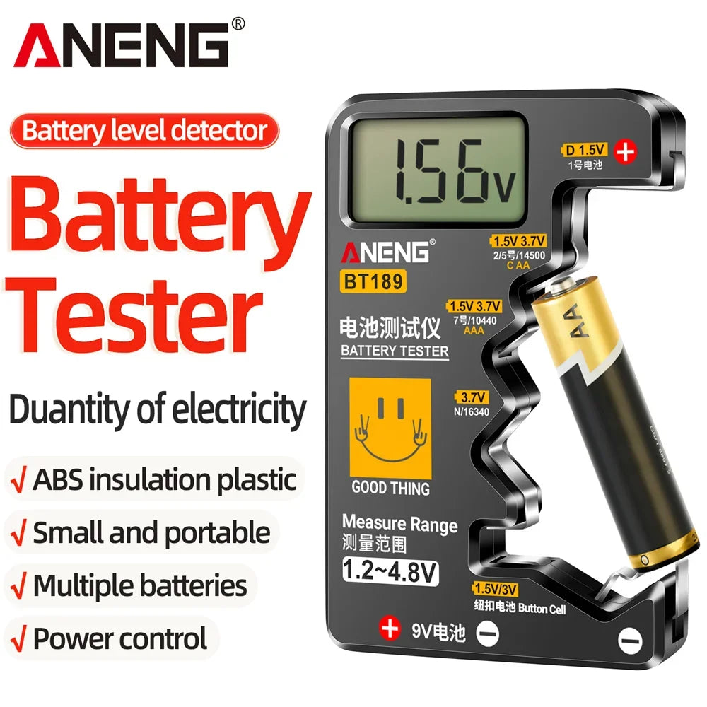 Battery Testers  ANENG BT189  Portable for C,AA,AAA,D,N,9V 6F22 Batteries 1.5V 3V Button Cell Battery Indicator Electric Tools