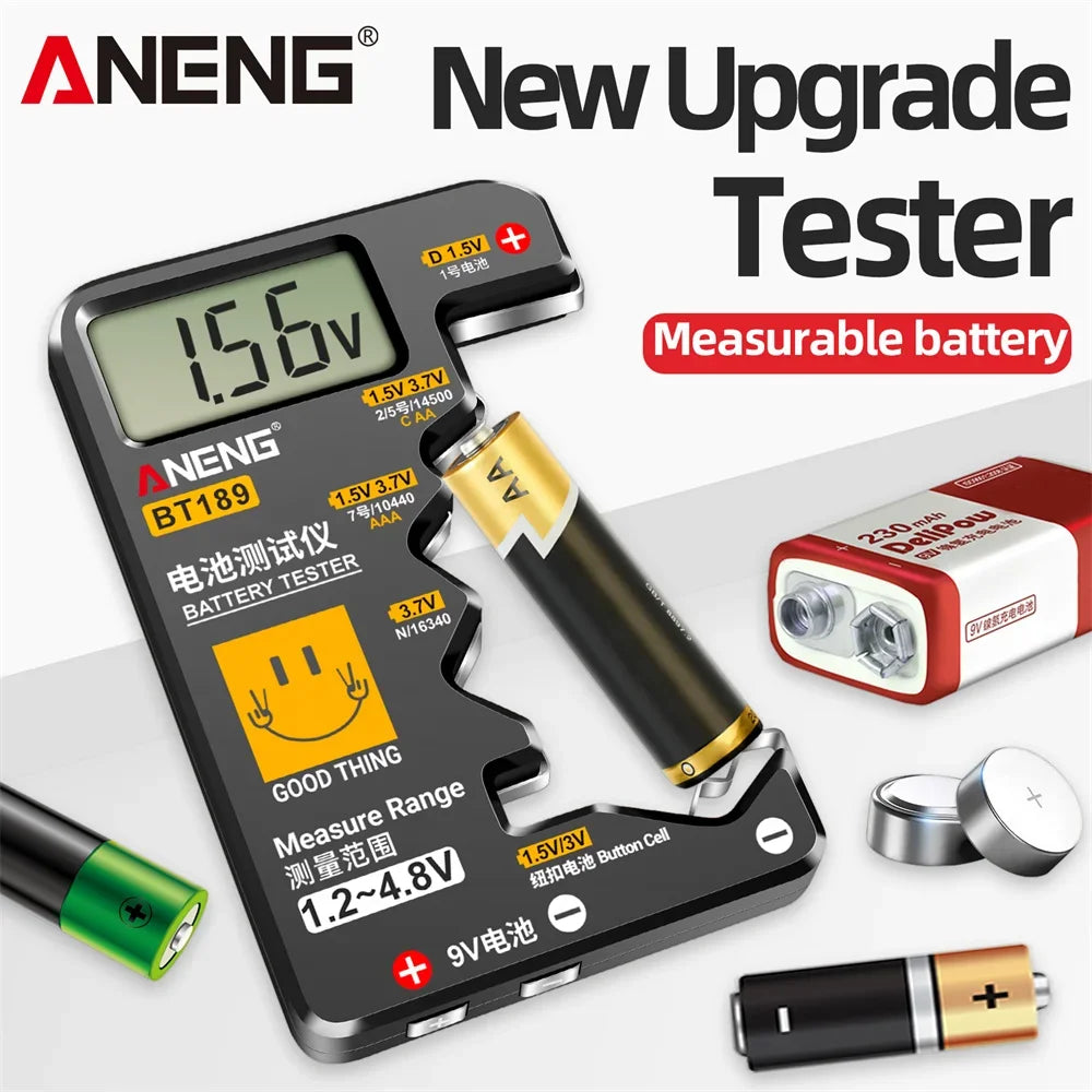 Battery Testers  ANENG BT189  Portable for C,AA,AAA,D,N,9V 6F22 Batteries 1.5V 3V Button Cell Battery Indicator Electric Tools