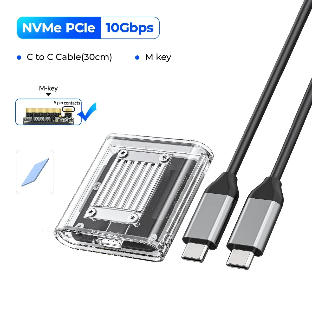 ORICO 2230 SSD Enclosure M.2 NVMe SSD Enclosure USB 3.2 Gen 2 10Gbps NVME PCI-E M-Key 2230mm External SSD Drive Enclosure