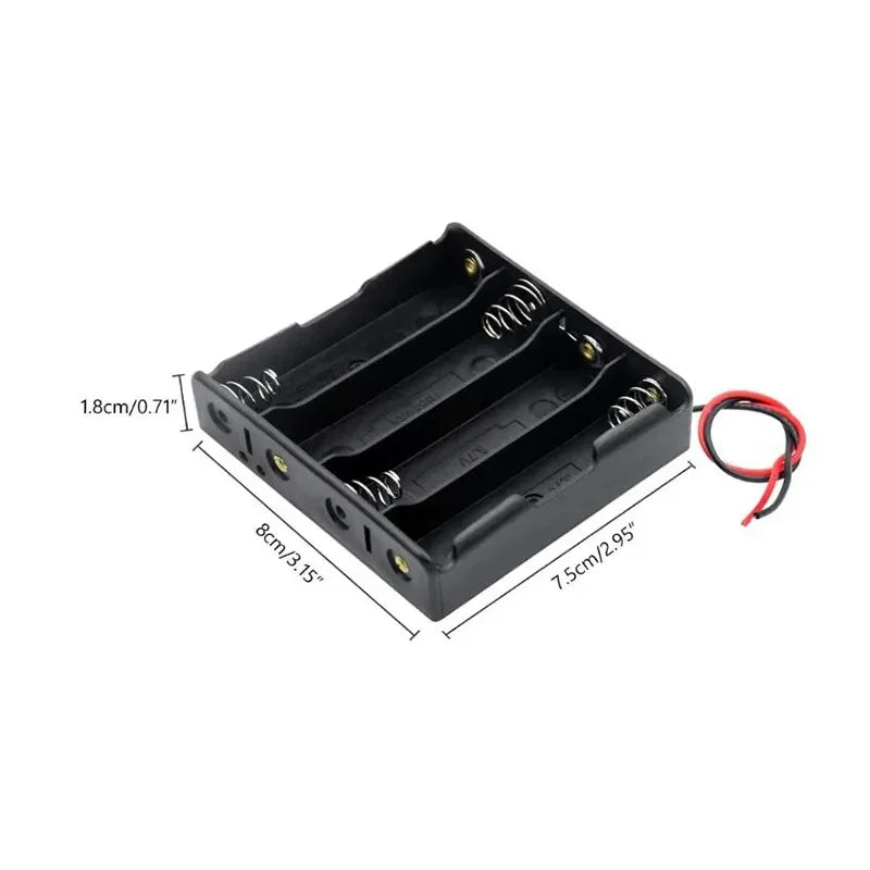 1/2/4pcs Black Plastic AA LR6 HR6 Battery Storage Case Clip Holder Container 1X 2X 3X 4X Battery Storage Box case Wire Lead Pin